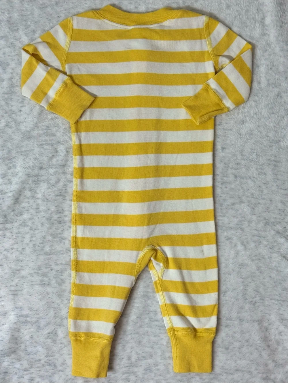 Hanna Andersson Bold Stripe Zip Sleeper 3-6M Yellow White Organic Cotton